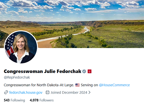 Congresswoman Julie Fedorchak's X Account