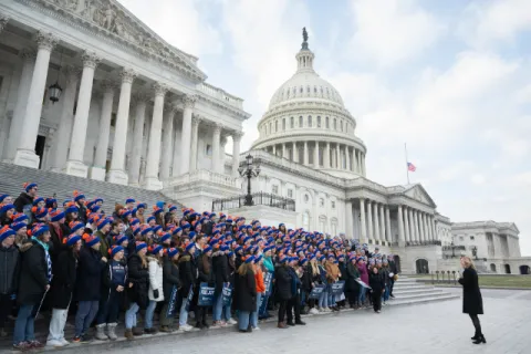 Visiting with 275+ University of Mary students on the Capitol Steps