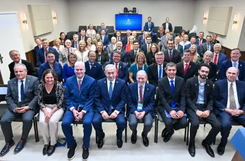 Members of Congress with Israel PM Benjamin Netanyahu