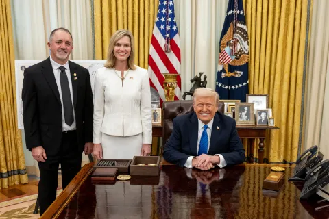 Congresswoman Julie Fedorchak (R-ND) and her husband Mike Fedorchak with President Trump