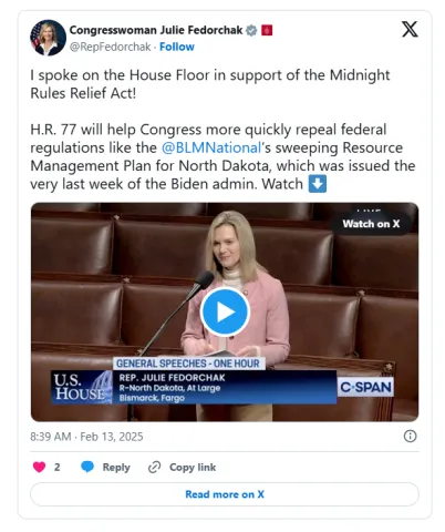 Congresswoman Julie Fedorchak (R-ND) on House Floor