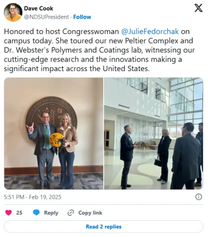 Rep. Fedorchak with NDSU President David Cook 