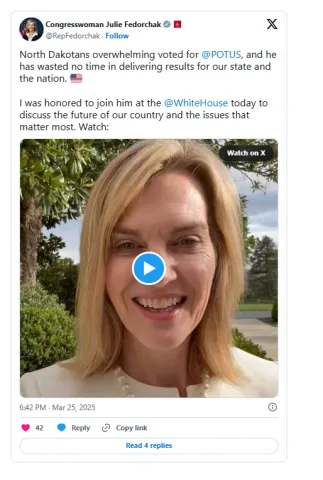 Congresswoman Julie Fedorchak (R-ND) speaks about her visit to the White House