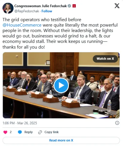 Congresswoman Julie Fedorchak (R-ND) questions witnesses at Energy Subcommittee hearing